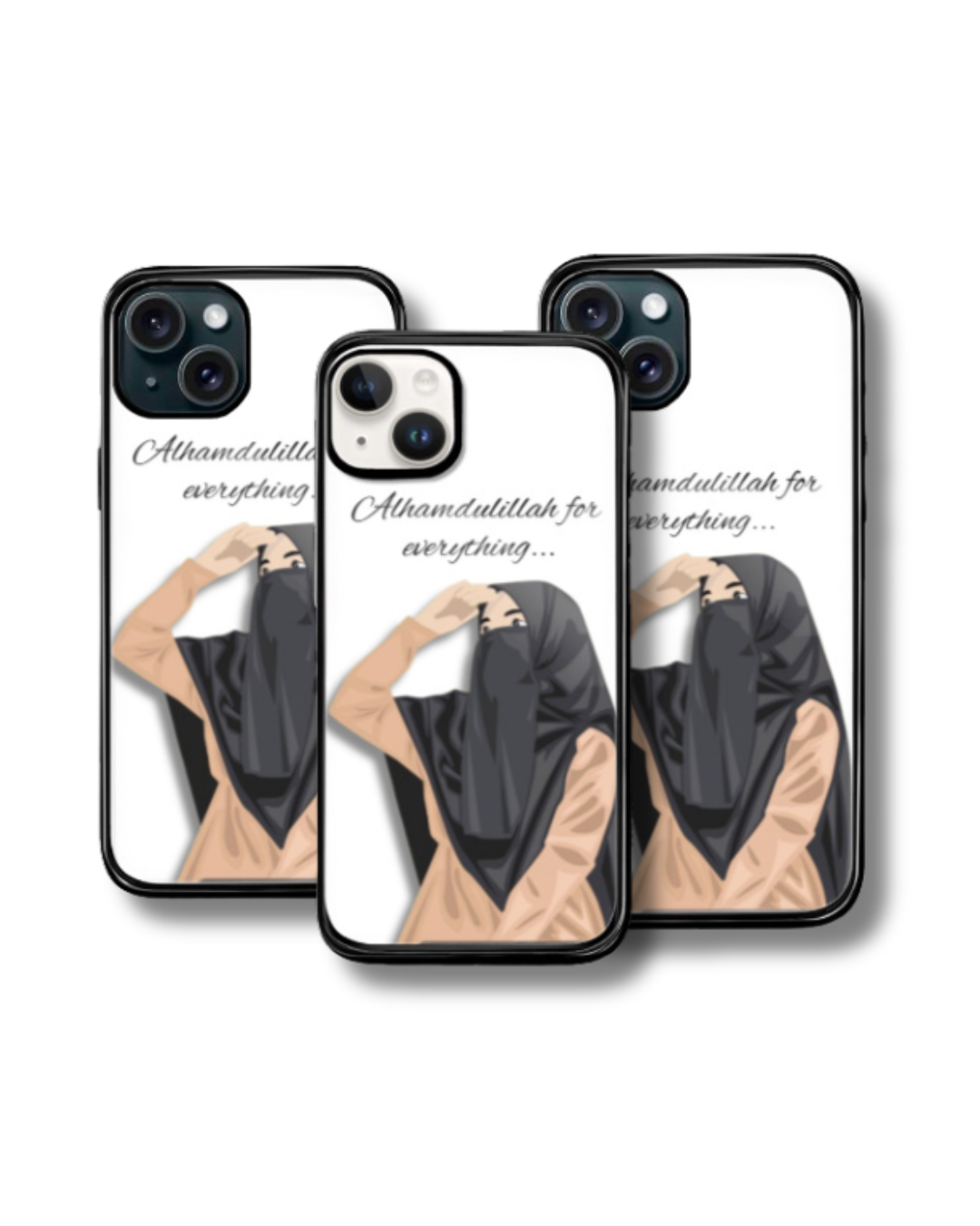 📱 Alhamdulillah for Everything – White Glass iPhone Case